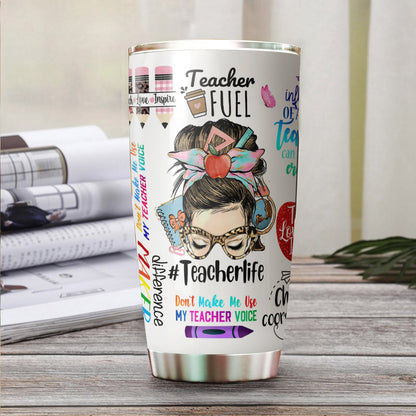 Personalisierter Messy Bun Tumbler zur Wertschätzung des Lehrerlebens, Bedeutungsvolles Geschenk für Lehrer