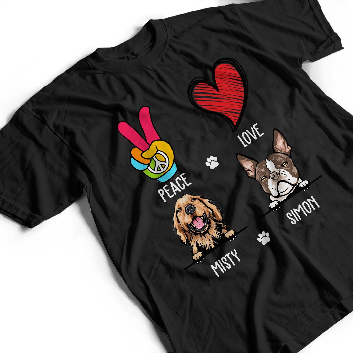 Personalized Peace Love Dog Gift Ideas For Pet Lover - Personalized Custom Unisex T-Shirt