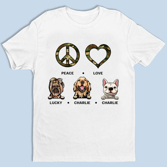 Personalized Peace Love Dog Gift For Dog Lovers - Personalized Custom Unisex T-Shirt