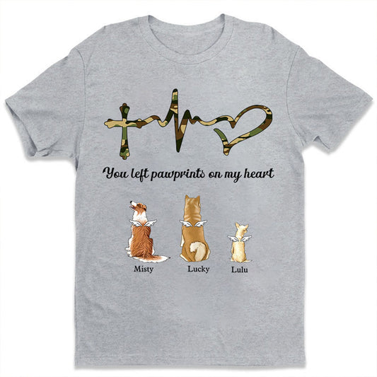 Personalized Memorial You Left Pawprints On My Heart - Personalized Custom Unisex T-Shirt