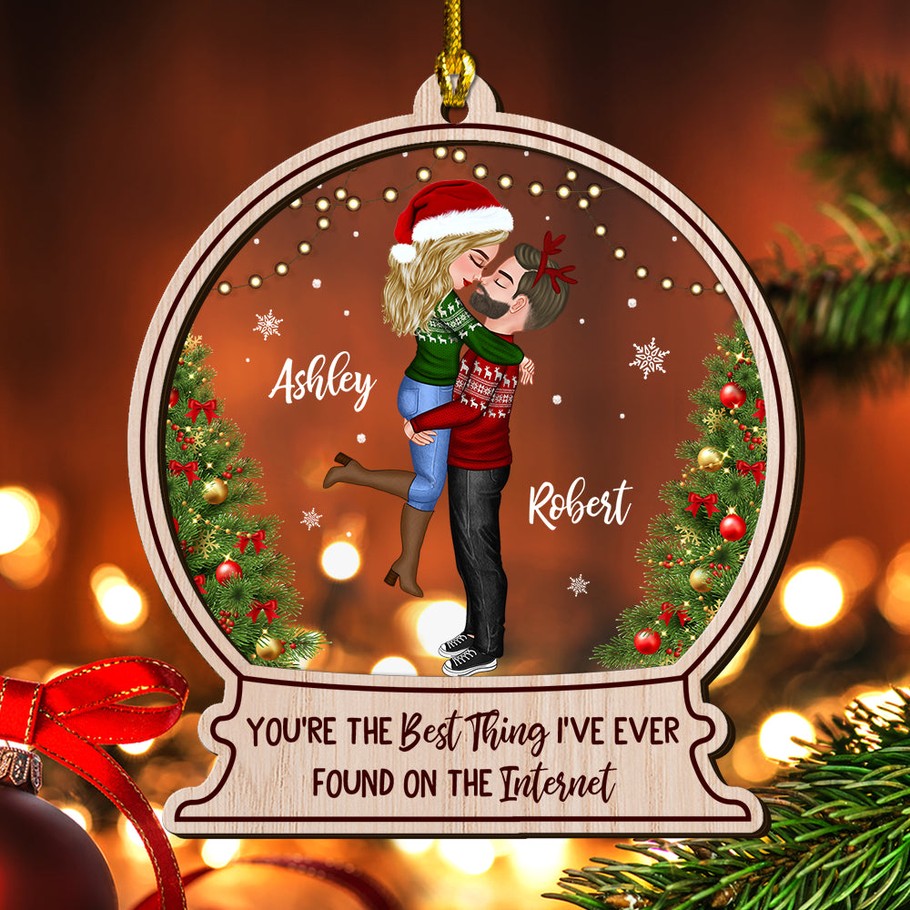 The Best Thing I Have Found On Internet Couple Gift Christmas Ornament - Custom Shape Wood and Acrylic Ornament