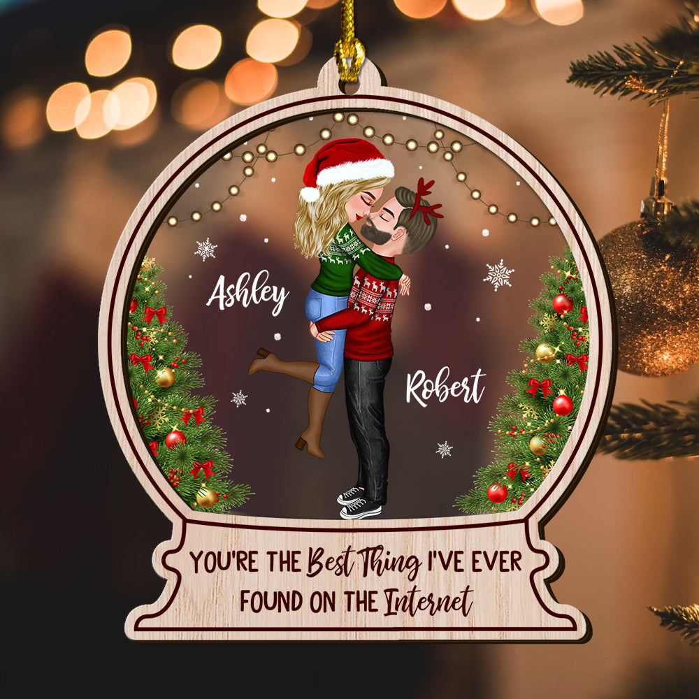 The Best Thing I Have Found On Internet Couple Gift Christmas Ornament - Custom Shape Wood and Acrylic Ornament