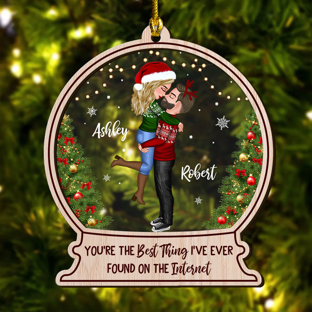 The Best Thing I Have Found On Internet Couple Gift Christmas Ornament - Custom Shape Wood and Acrylic Ornament