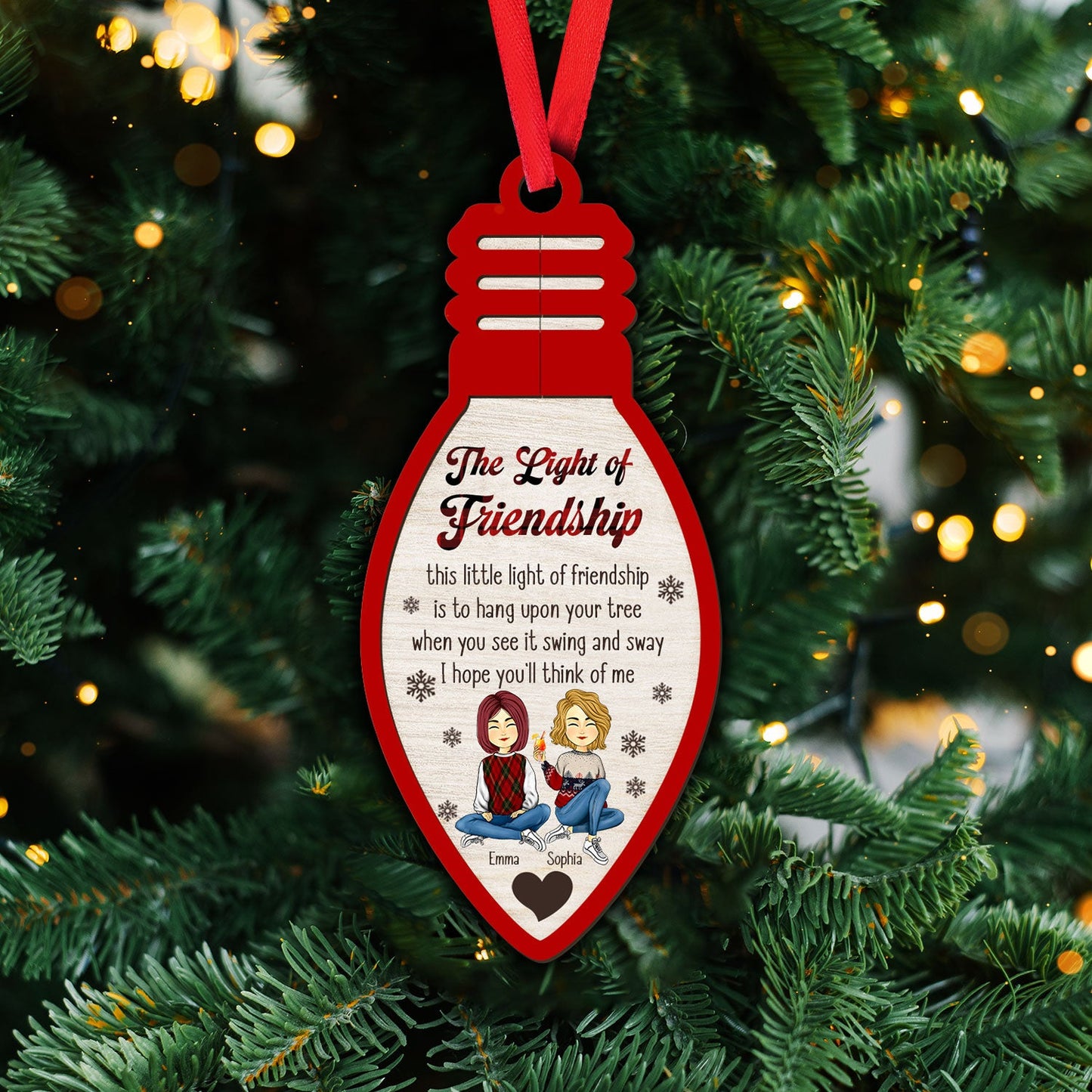 The Light Of Friendship Best Gift For Besties - Custom Shape Wood Ornament - Wood Ornament 2 Layered