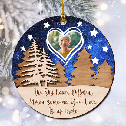 The Sky Looks Different Memorial Gift - Custom Shape Wood Ornament - Wood Ornament 2 Layered