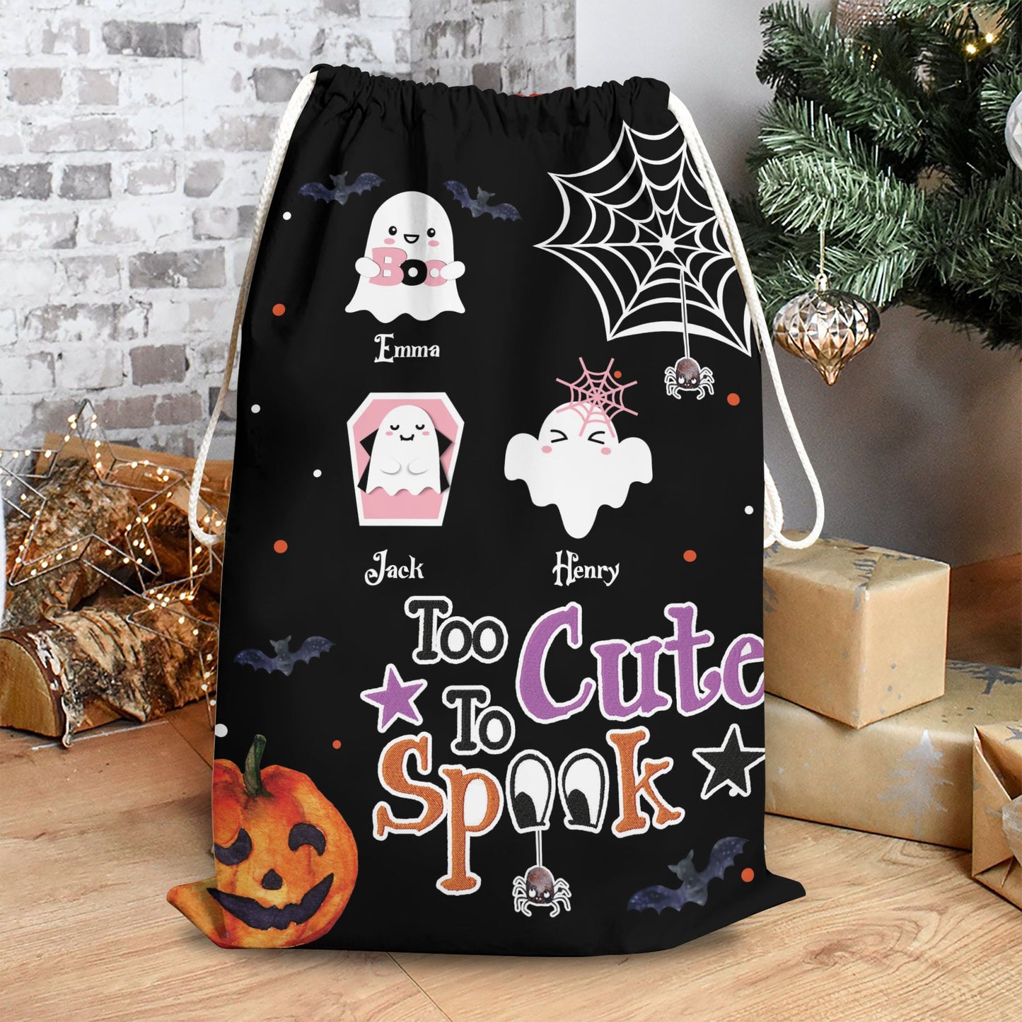 Too Cute To Spook Little Boos Halloween Bag - Personalized Custom Trick or Treat Sack