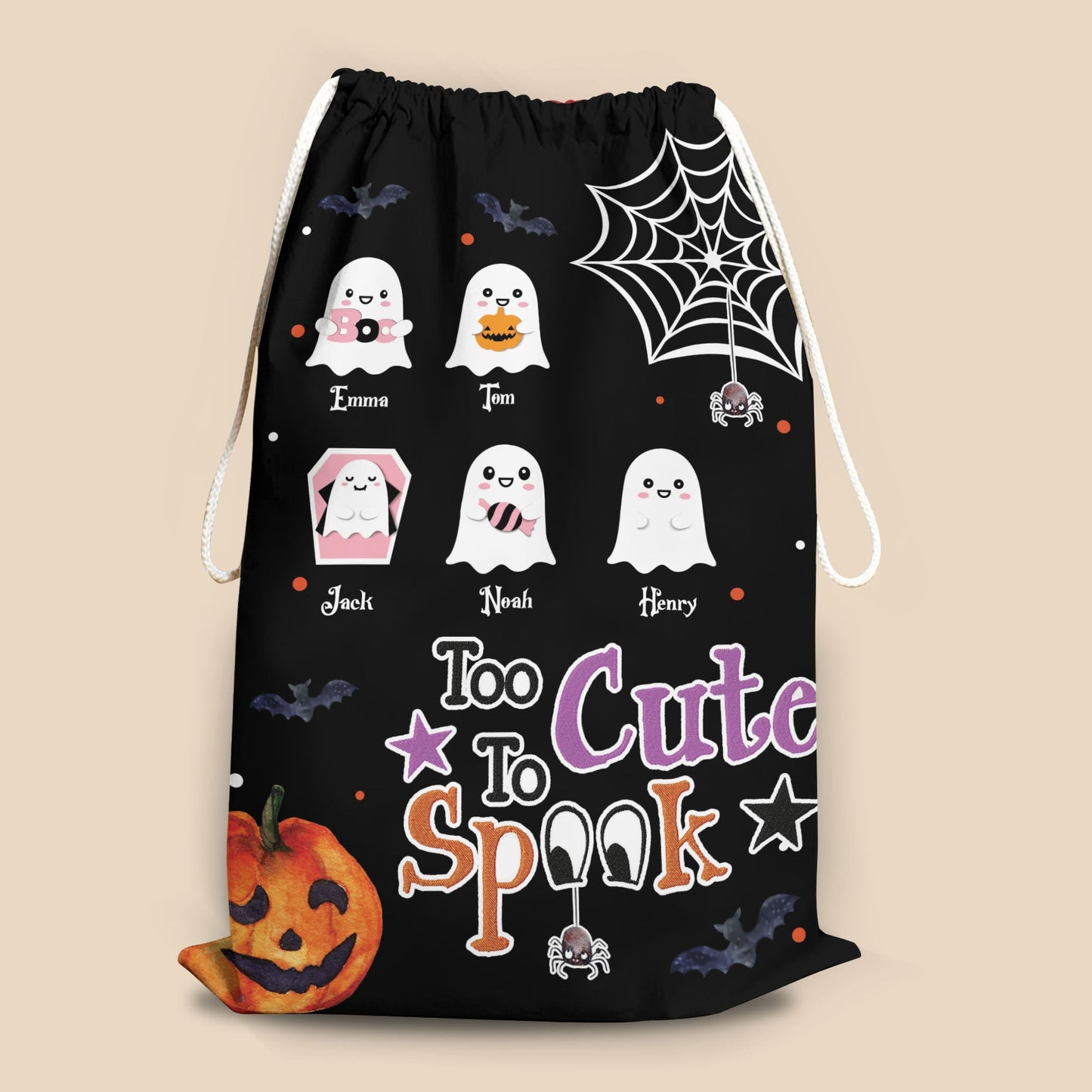 Too Cute To Spook Little Boos Halloween Bag - Personalized Custom Trick or Treat Sack