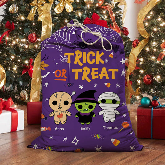 Trick Or Treat With Cute Little Monsters Halloween Bag - Personalized Custom Trick or Treat Sack