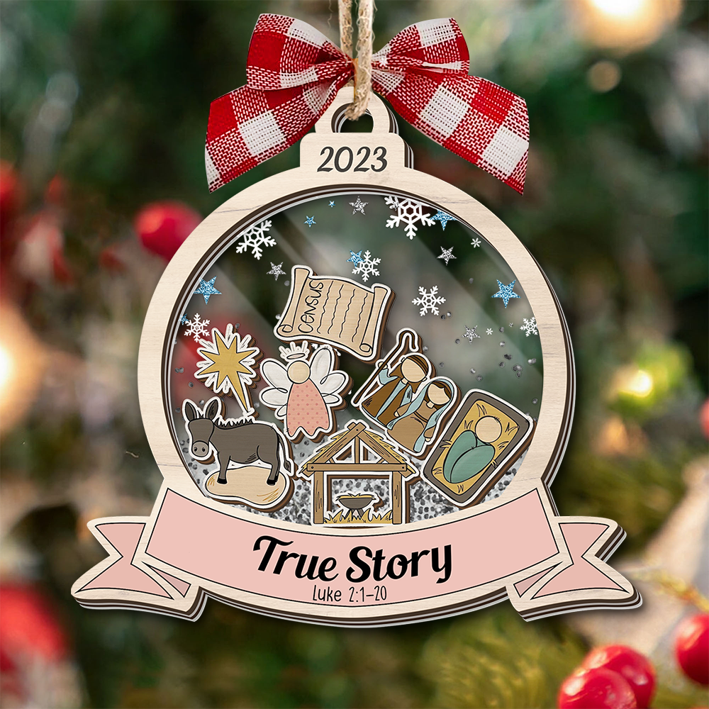 True Story Jesus Holy Night Personlized Family Gift - Personalized Custom Shaker Ornament