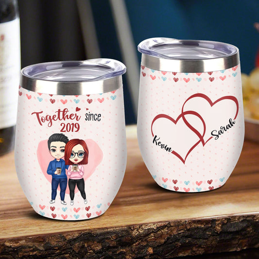 Personalized Together Since Couple Wine Tumbler, Gift for Couple