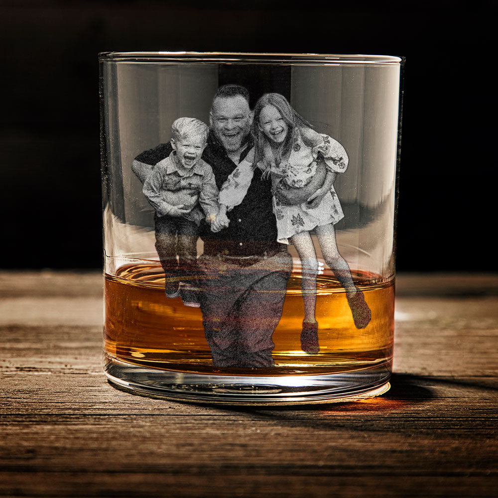 Custom Photo Whiskey Glass - Custom Secret Message Whiskey Glass - Personalized Unique Barware Gifts for Him