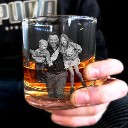 Personalisiertes Whiskyglas mit Foto – Personalisiertes Whiskyglas mit geheimer Botschaft – Personalisiertes, einzigartiges Barzubehör-Geschenk für Ihn