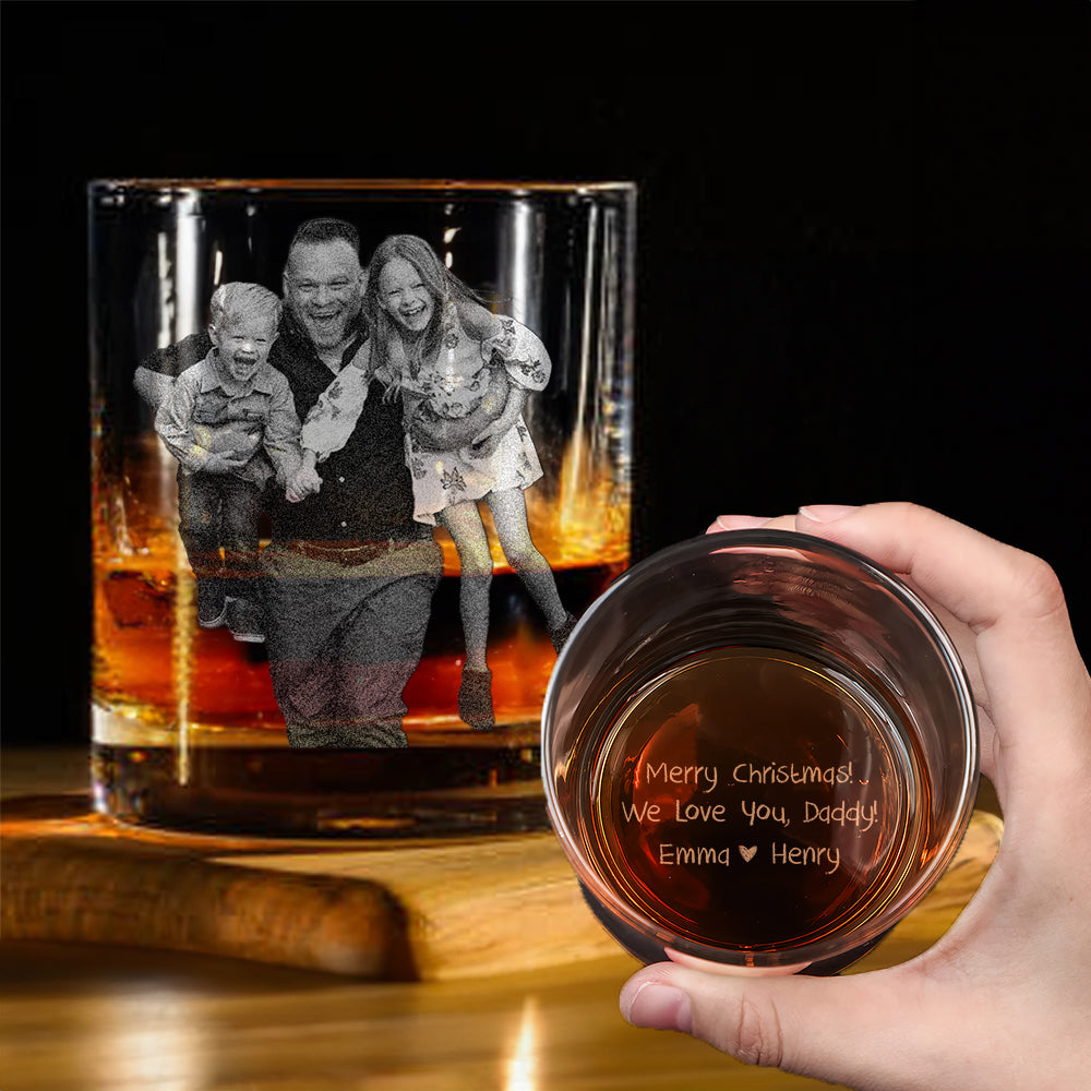 Custom Photo Whiskey Glass - Custom Secret Message Whiskey Glass - Personalized Unique Barware Gifts for Him