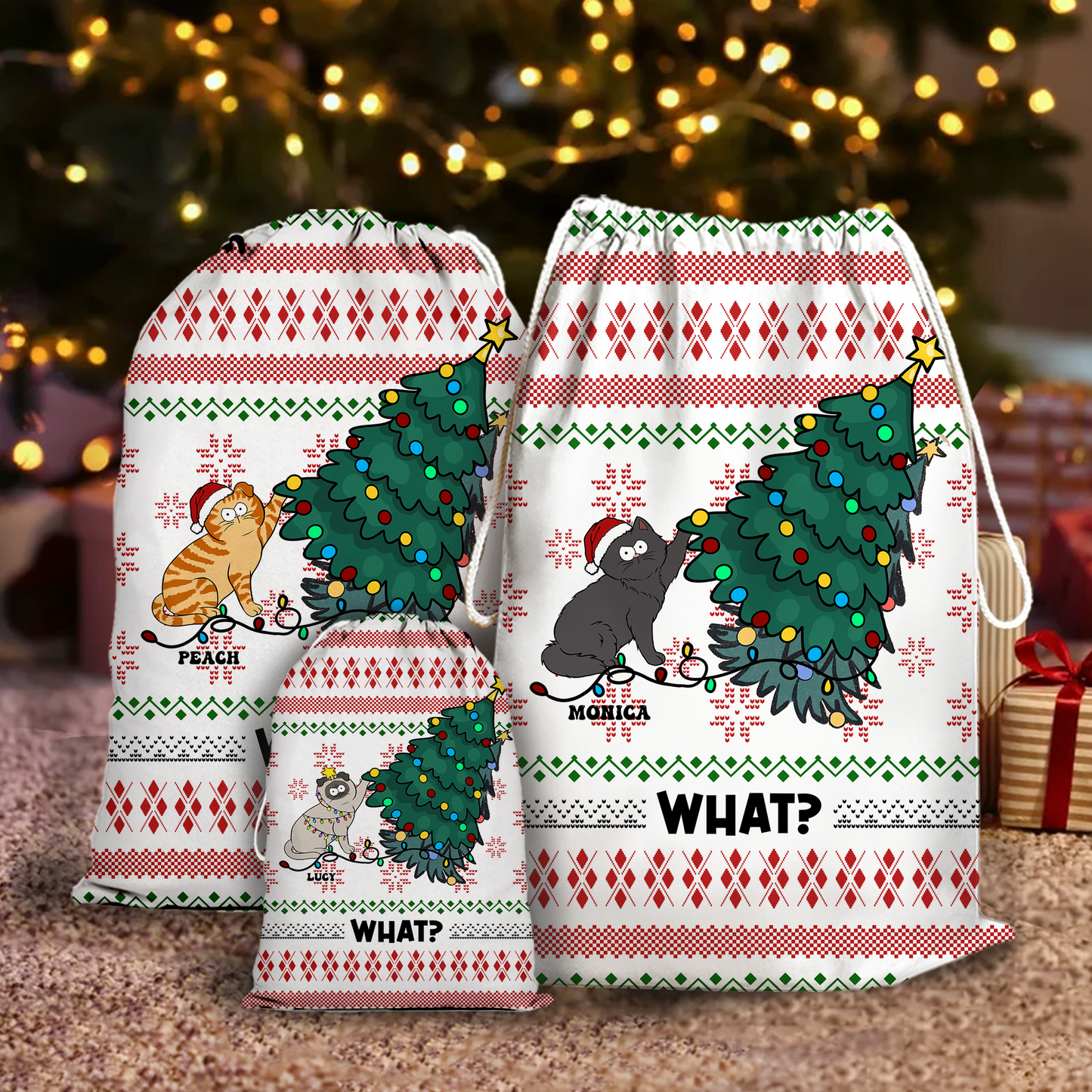 What Cat Annoying Cats For Cat Lovers Christmas Bag - Personalized Custom Christmas Sack