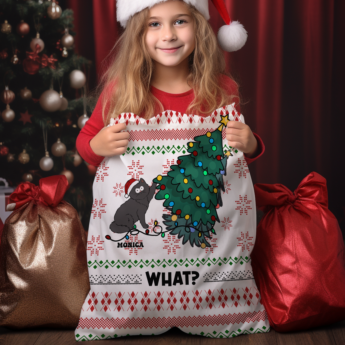 What Cat Annoying Cats For Cat Lovers Christmas Bag - Personalized Custom Christmas Sack