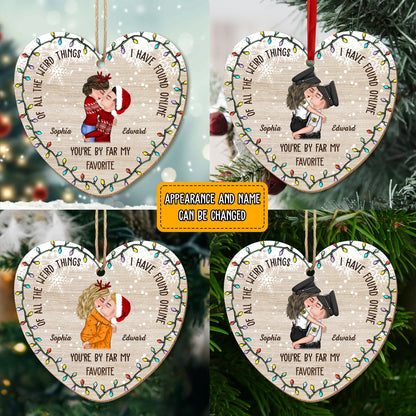 Weihnachtsschmuck „You Are By Far My Favourite Couple“ – Holzschmuck in individueller Form – 1 Lagen-Holzschmuck 