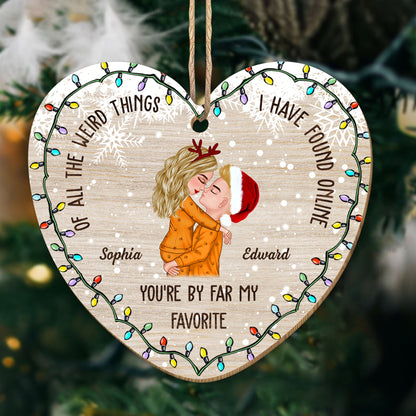 Weihnachtsschmuck „You Are By Far My Favourite Couple“ – Holzschmuck in individueller Form – 1 Lagen-Holzschmuck 