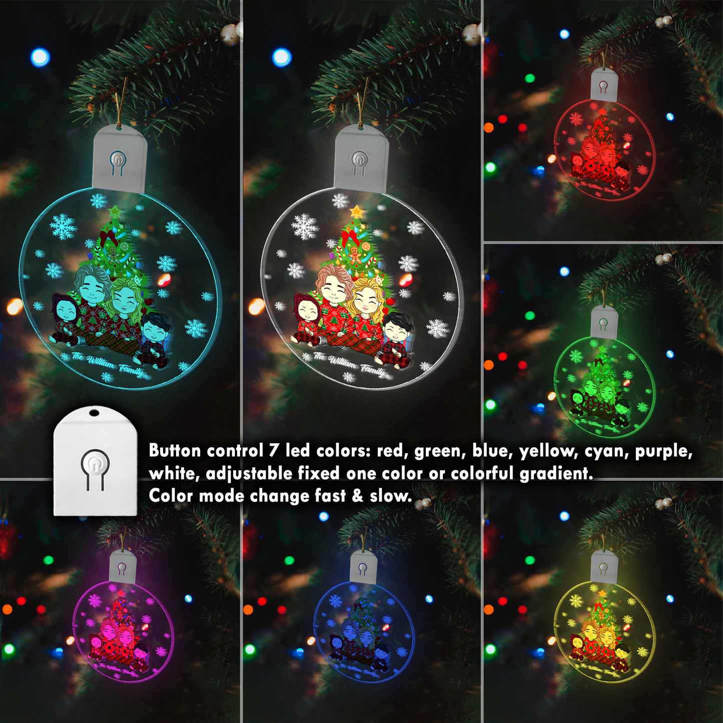 Ihre Familie zusammen in der schönsten Zeit des Jahres – individuelles LED-Ornament aus Acryl