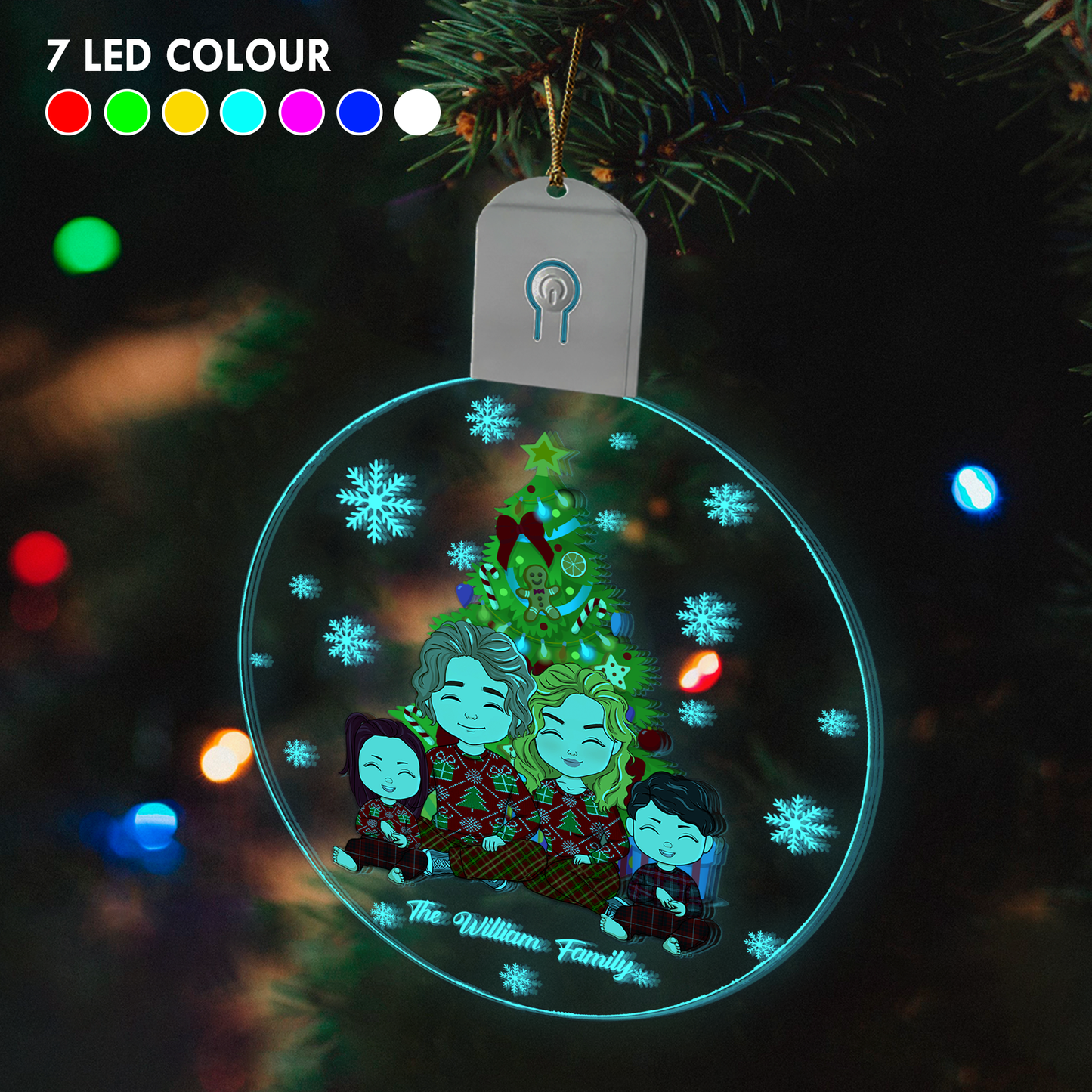 Ihre Familie zusammen in der schönsten Zeit des Jahres – individuelles LED-Ornament aus Acryl