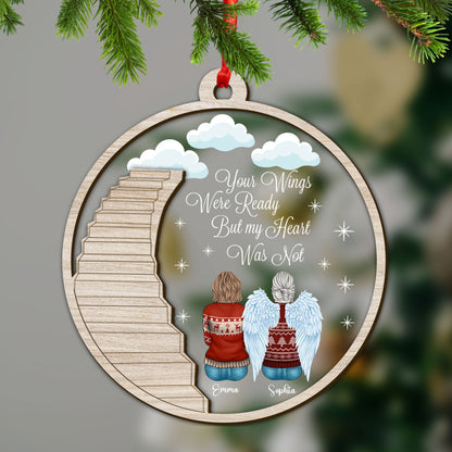 Your Wings Were Already But My Heart Was Not Memorial Gift Custom Name Ornament - Custom Shape Wood and Acrylic Ornament