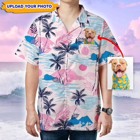 Customized Photo Pocket Hawaiian Shirt for Man Woman - Personalized Hawaiian Shirt with Face - Custom Father's Day Gift for Dad