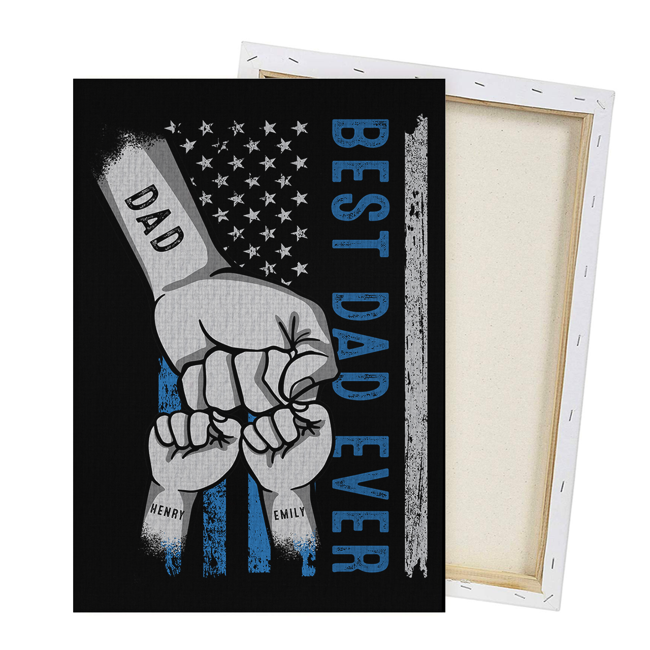 Personalisiertes Fist Bump Family Hand Canvas - Personalisierte Geschenke für Papa - Glückliches Vatertagsgeschenk 2024 - Geschenk für Ehemann