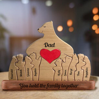 Holzbär Liebe Papa Mama Oma - Puzzle Holzbären Familie - Holzschnitzereien für Haustiere