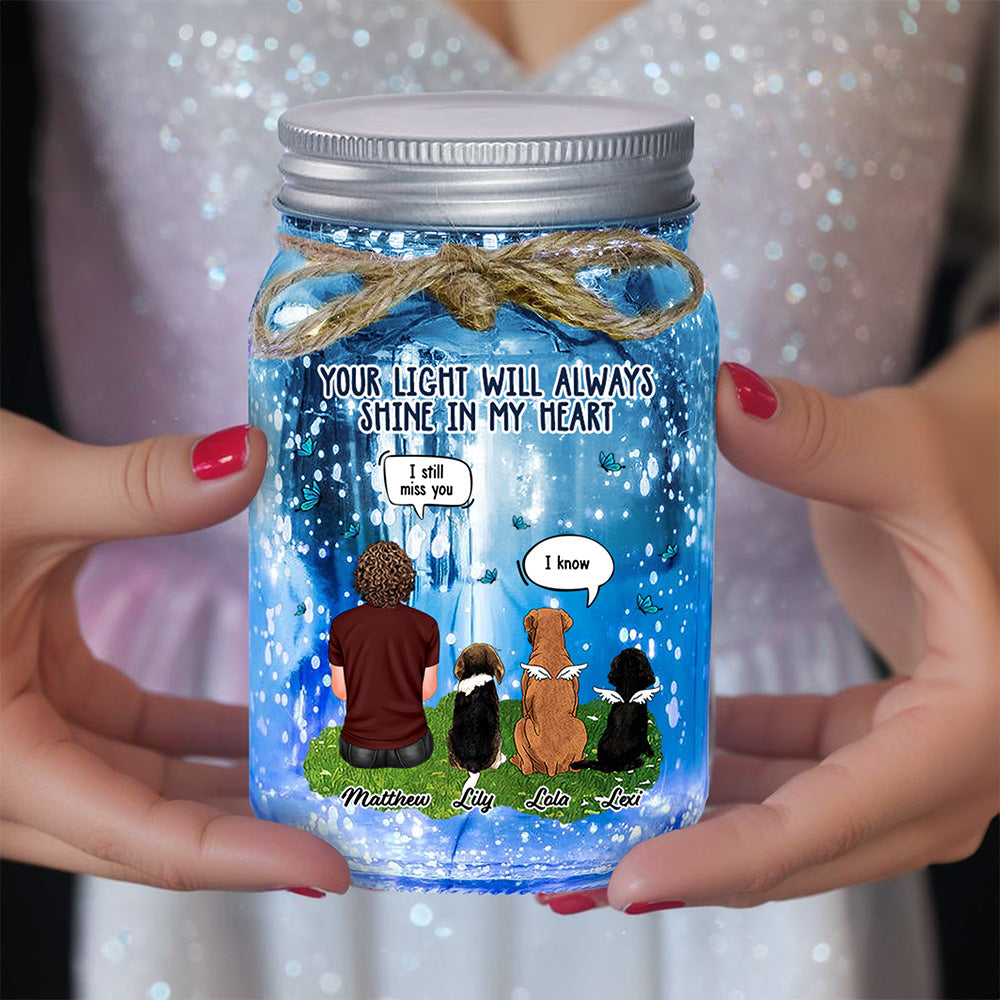 I Miss You Pet Loss Memorial Jar Light - Personalized Mason Jar Light