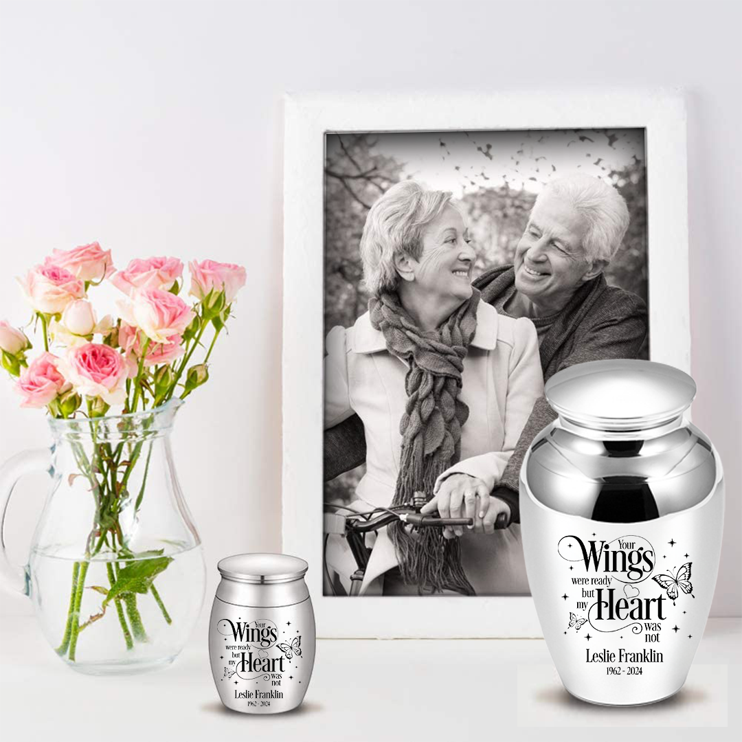 Mini Keepsake Urn for Ashes - Buffterfly Your Wings were Ready, But My Heart was Not