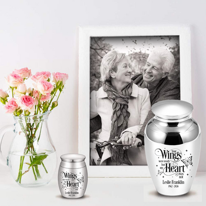 Mini Keepsake Urn for Ashes - Buffterfly Your Wings were Ready, But My Heart was Not