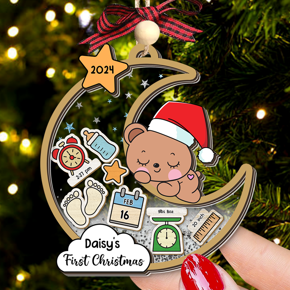 Baby's First Christmas Ornament 2024 - Shake Customized Babies 1st Christmas - Baby 1st Christmas Gift