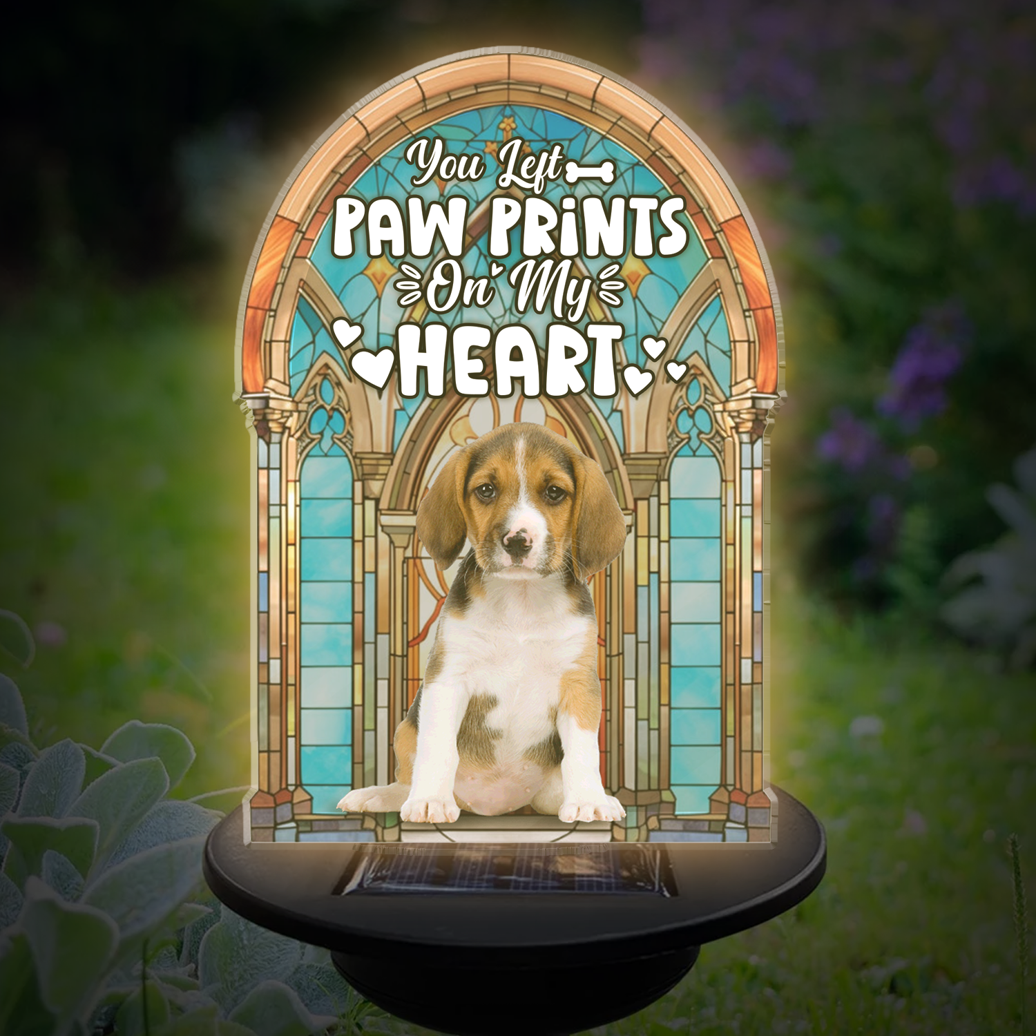 Loss of Pet - You Left Paw Prints On My Hearts - Personalized Photo Solar Light