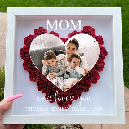 Personalized Flower Shadow Box with Photos - Mom Gift I Love You Every Day