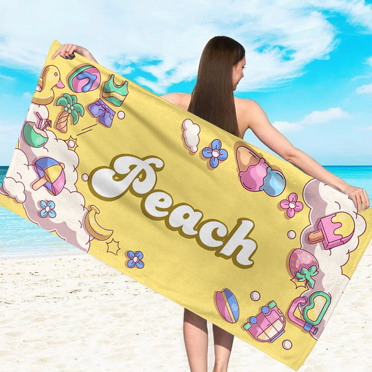 Personalized Beach Towel Name - Custom Name Pool Towels - Summer Beach Towel -  Beach Towel With Name