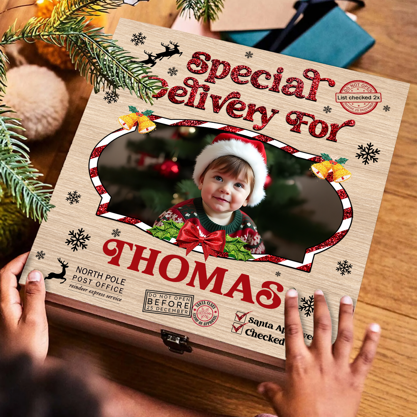 Custom Photo Special Delivery For - Personalized Christmas Eve Box, Traditional Gifts for Children