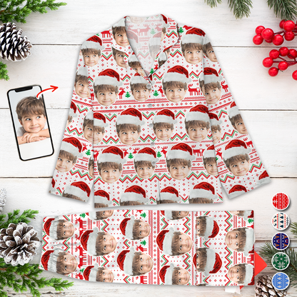 Custom Photo Christmas Cat Pajamas - Human - Dog & Cat Personalized Custom Face Photo Pajama Set