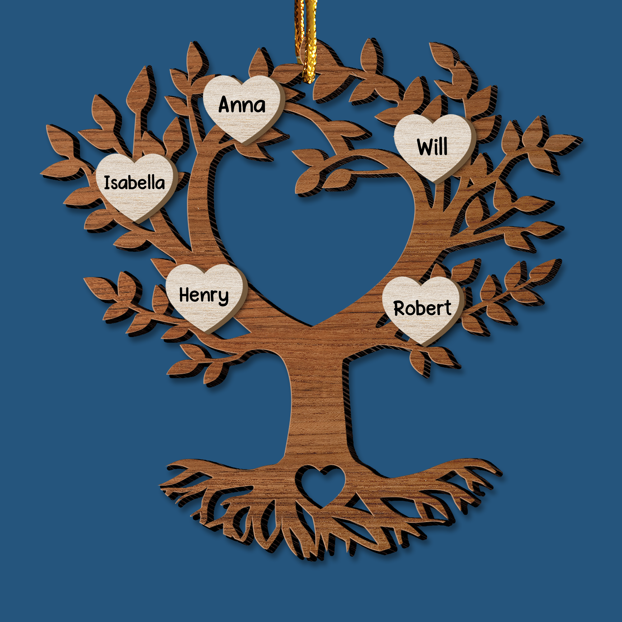Tree Of Life Family Name Christmas Ornament - Custom Shape Wood Ornament - Wood Ornament 2 Layered