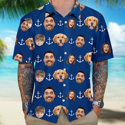 Personalized Anchor Custom Photo Custom Name- Personalized Custom Hawaiian Shirt