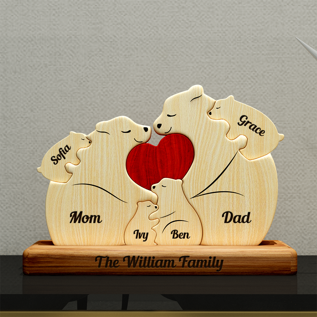 Chubby Funny Bear Family Bear Wooden Bear Family - Puzzle Wooden Family - Wooden Pet Carvings