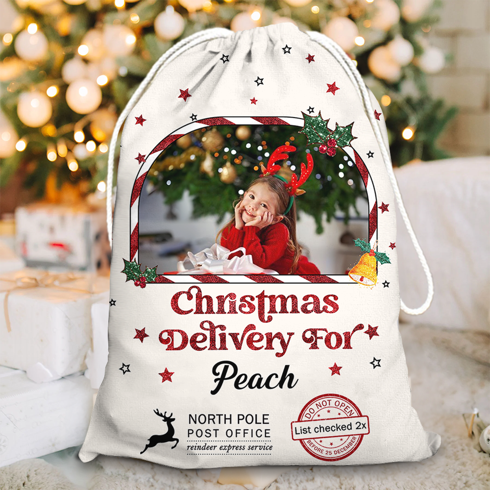 Glitter Special Delivery Christmas Sack - Personalized Santa Sack - Christmas Sack Gift