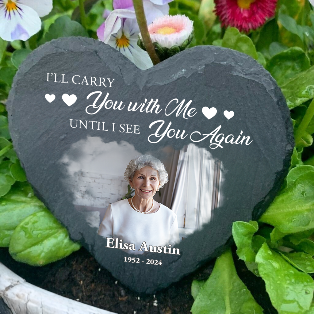 Until I See You Again Memorial Garden Stone - Personalized Heart Memorial Garden - Memorial Gifts for Loss of Loved One