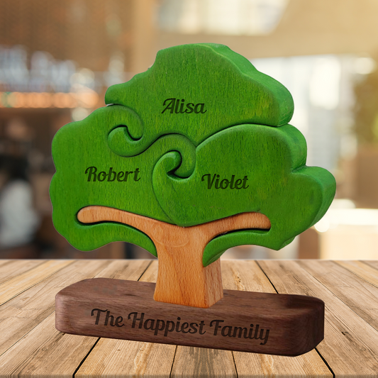 Personalized Life Tree Wooden Family - Puzzle Wooden Family - Wooden Tree Carvings