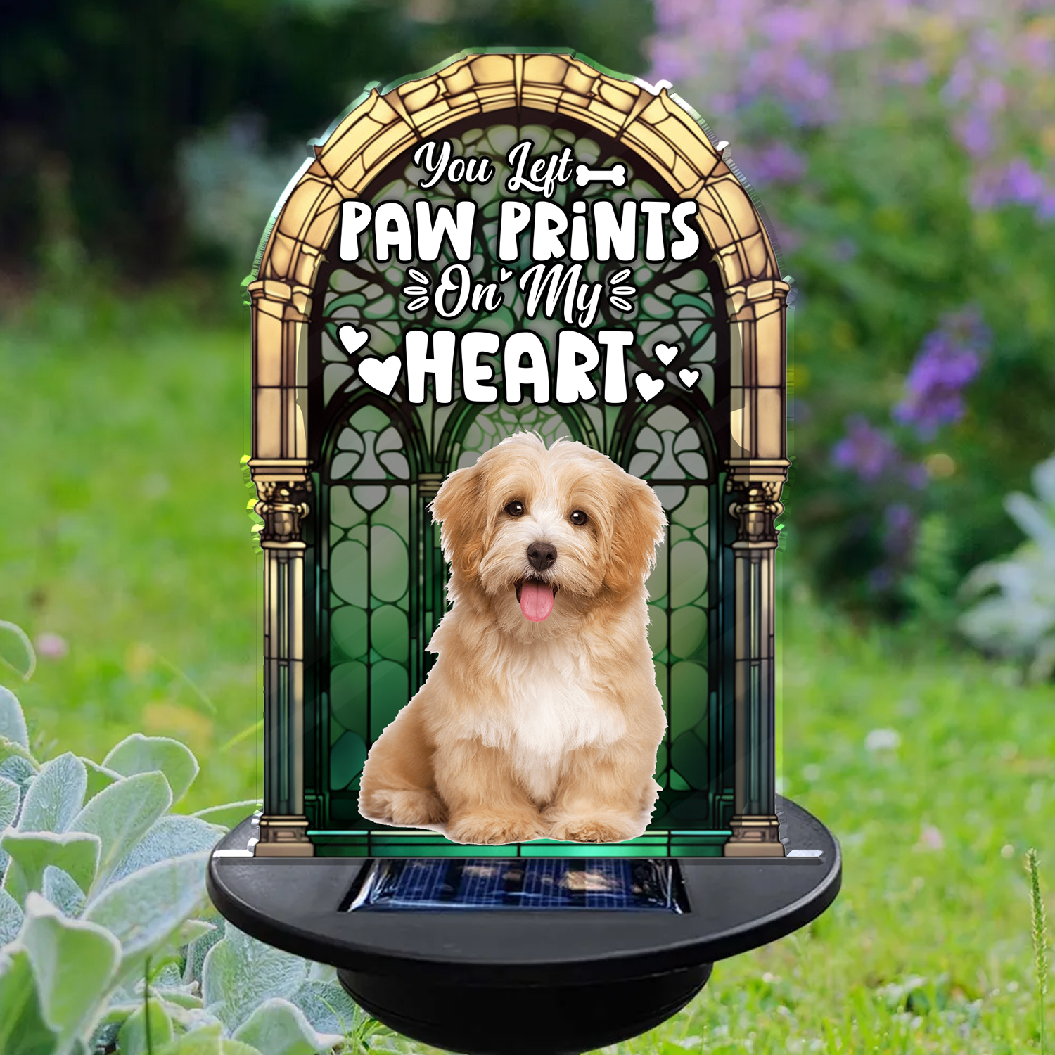Loss of Pet - You Left Paw Prints On My Hearts - Personalized Photo Solar Light