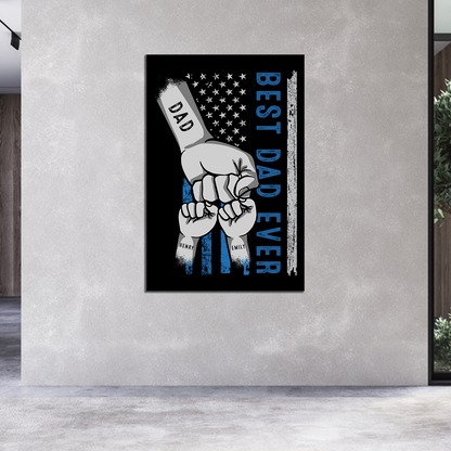 Personalisiertes Fist Bump Family Hand Canvas - Personalisierte Geschenke für Papa - Glückliches Vatertagsgeschenk 2024 - Geschenk für Ehemann