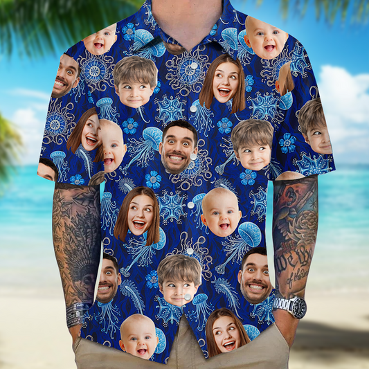 Personalisiertes Luminocean-Familien-Personalisiertes Foto Benutzerdefinierter Name - Personalisiertes Hawaii-Shirt 