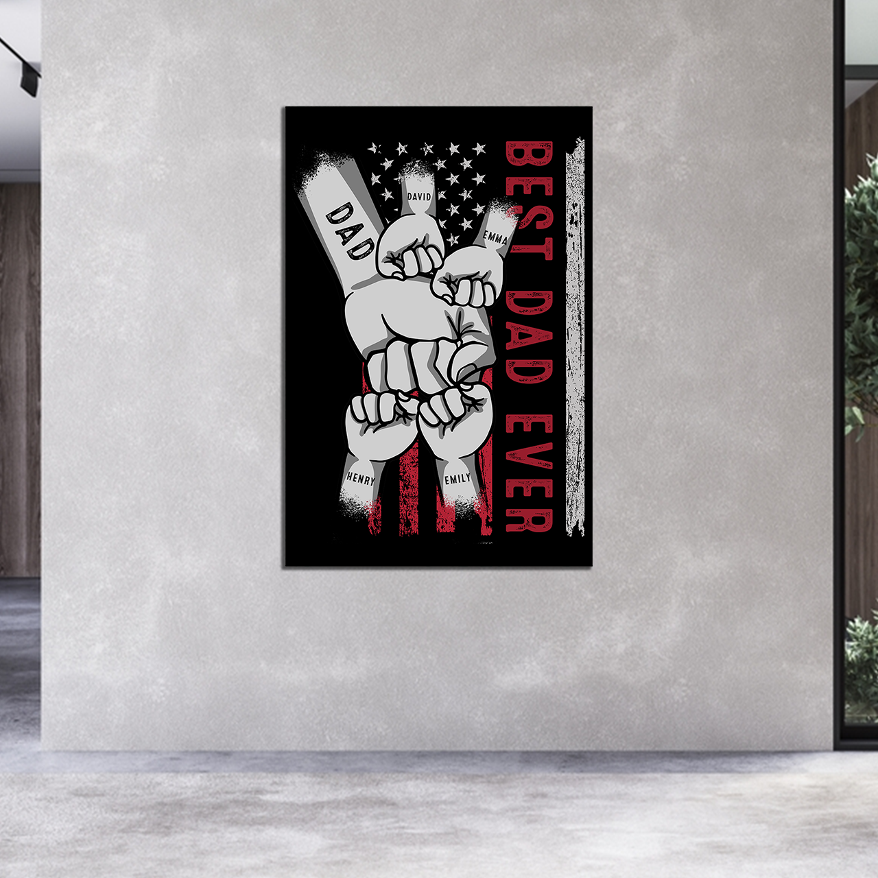 Personalisiertes Fist Bump Family Hand Canvas - Personalisierte Geschenke für Papa - Glückliches Vatertagsgeschenk 2024 - Geschenk für Ehemann