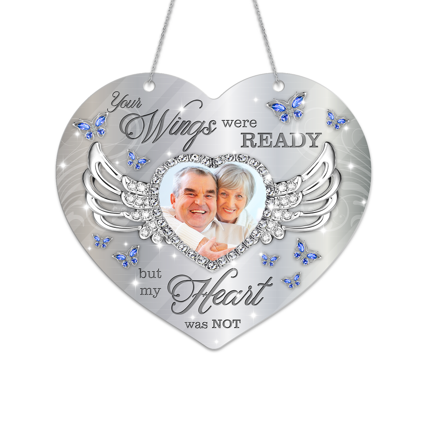 Your Wings Were Ready But Our Hearts Were Not Memorial Hanging Acrylic - Memorial Hanging Door Acrylic - Personalized Custom Shape Window Hanging Acrylic