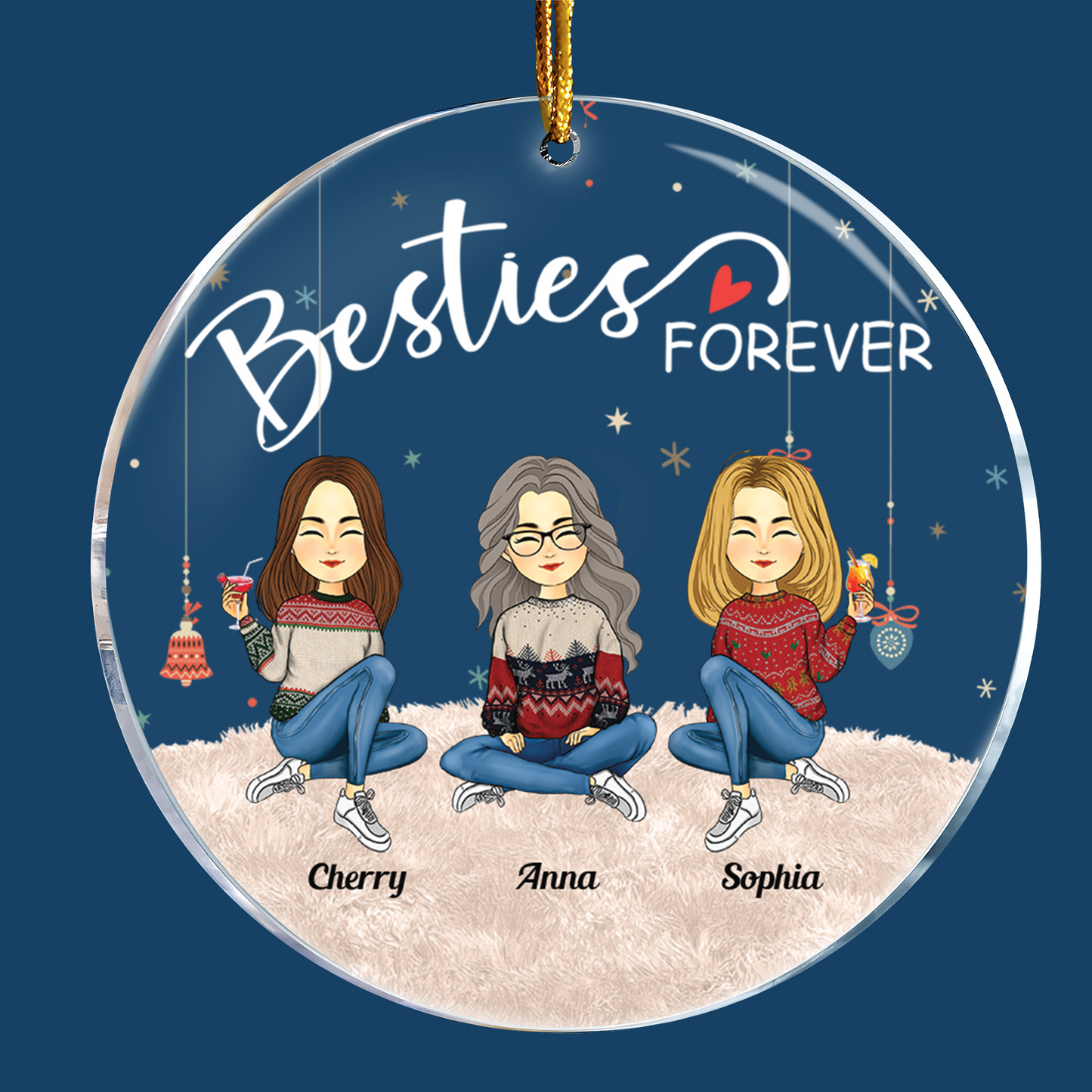 Besties Forever - Personalized Circle Acrylic Ornament