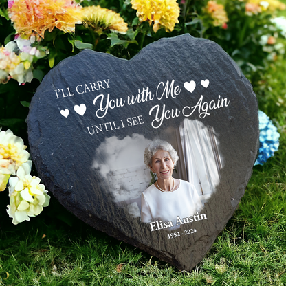 Until I See You Again Memorial Garden Stone - Personalized Heart Memorial Garden - Memorial Gifts for Loss of Loved One