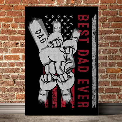 Personalisiertes Fist Bump Family Hand Canvas - Personalisierte Geschenke für Papa - Glückliches Vatertagsgeschenk 2024 - Geschenk für Ehemann